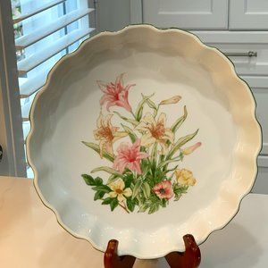 Vintage Jade Lily Fine Porcelain By Shafford BAKING DISH: Quiche/Pie/Tart